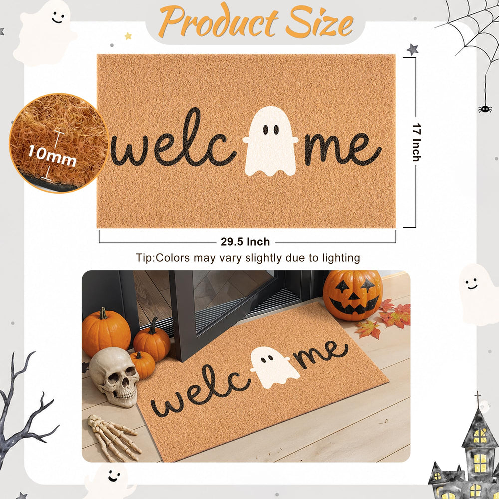 Close-up of the ghost detail on Fttoyoly Halloween mat