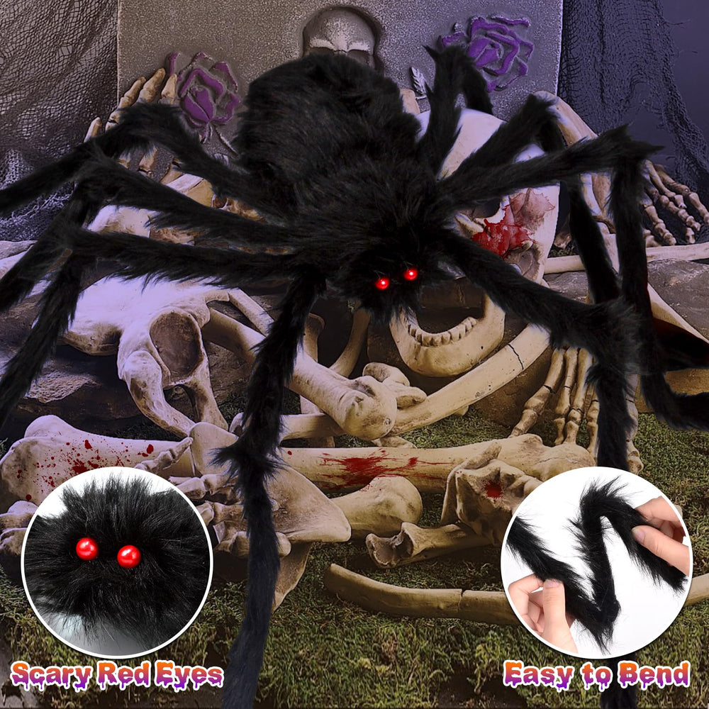 Close-up of the giant spider with red eyes on the web