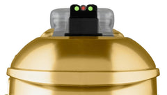 Close-up of the green and red fiber optic sights on the BUG-A-SALT 3.0