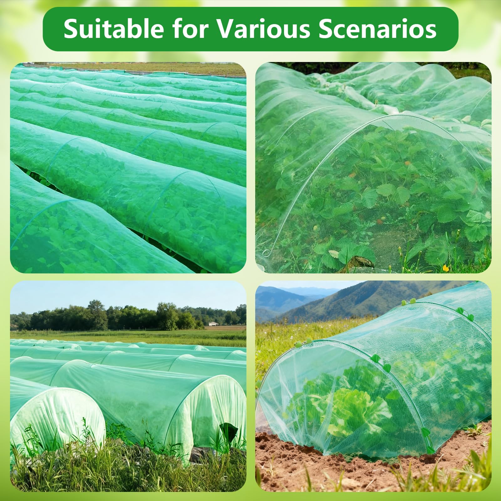 Close-up of the green garden netting material