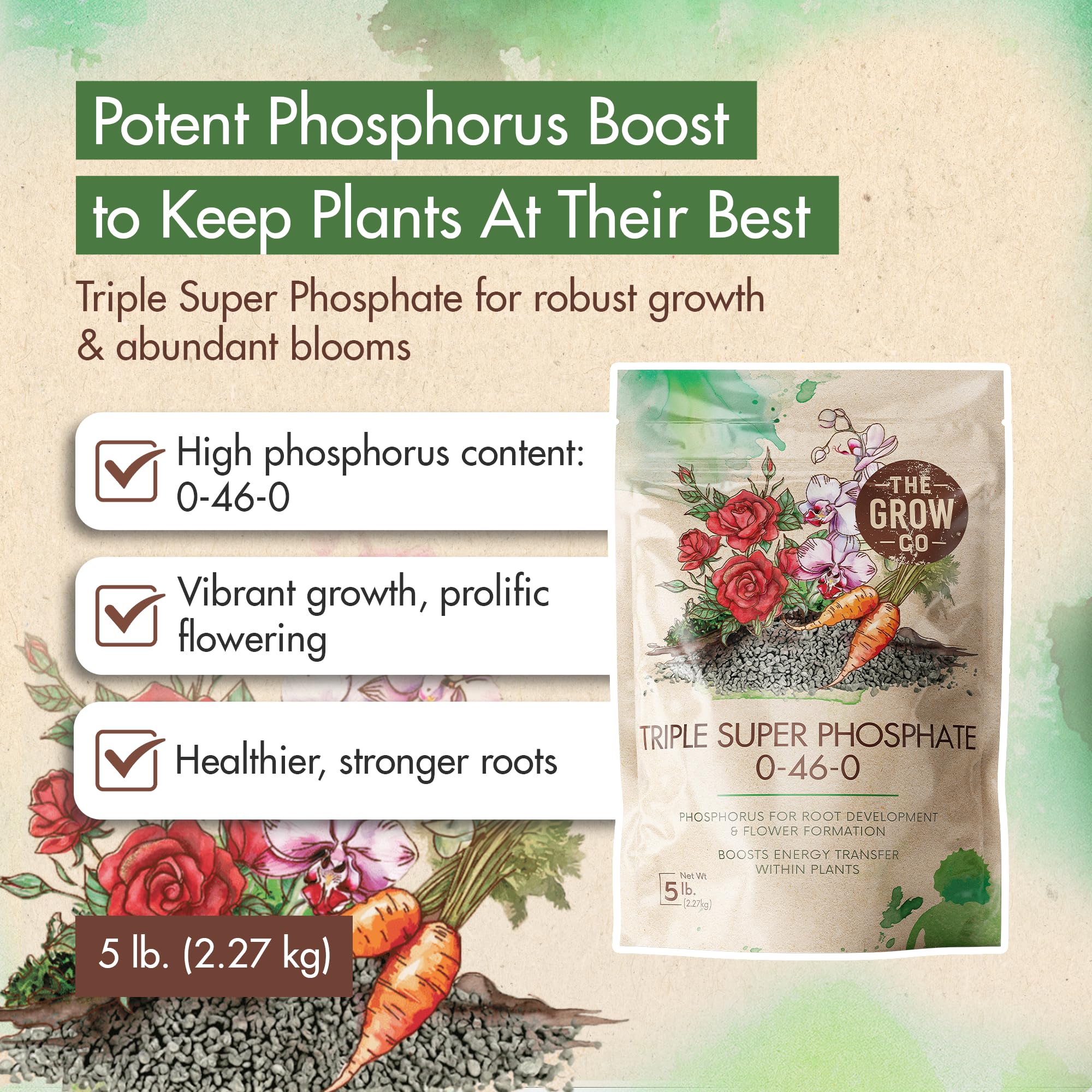Close-up of The Grow Co Triple Super Phosphate granules