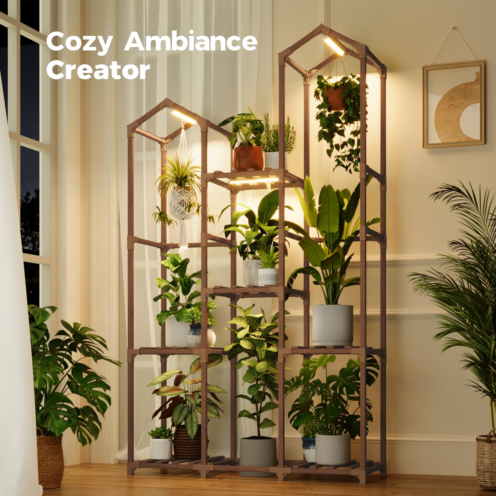 Close-up of the grow light settings on Bamworld Plant Stand