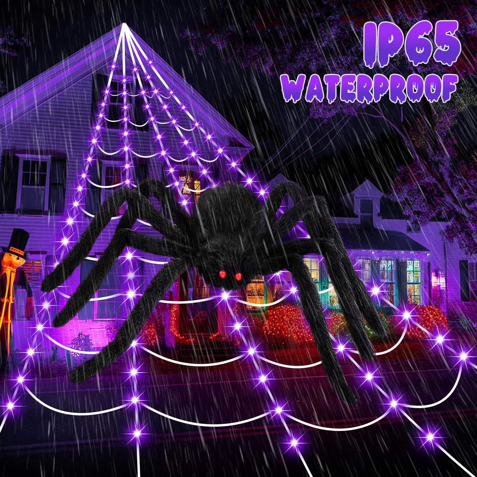 Close-up of the hairy spider design in Halloween decor