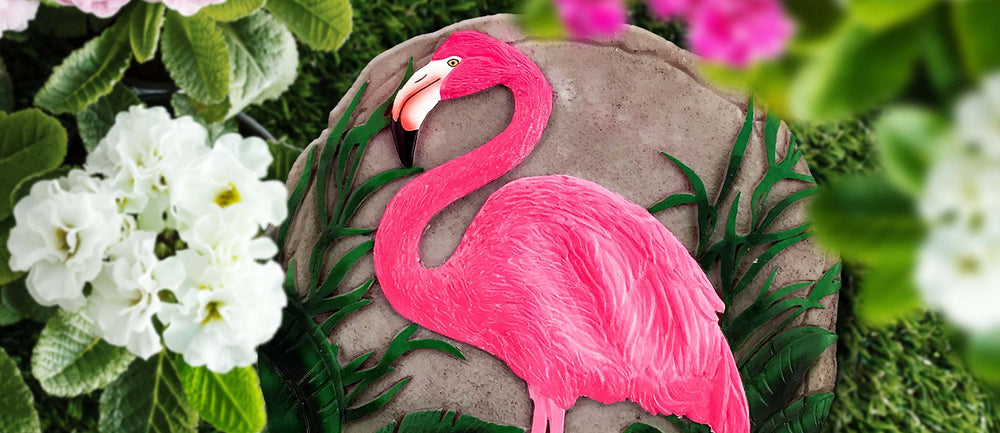 Close-up of the hand-painted details on the Dog Crossing Stepping Stone
