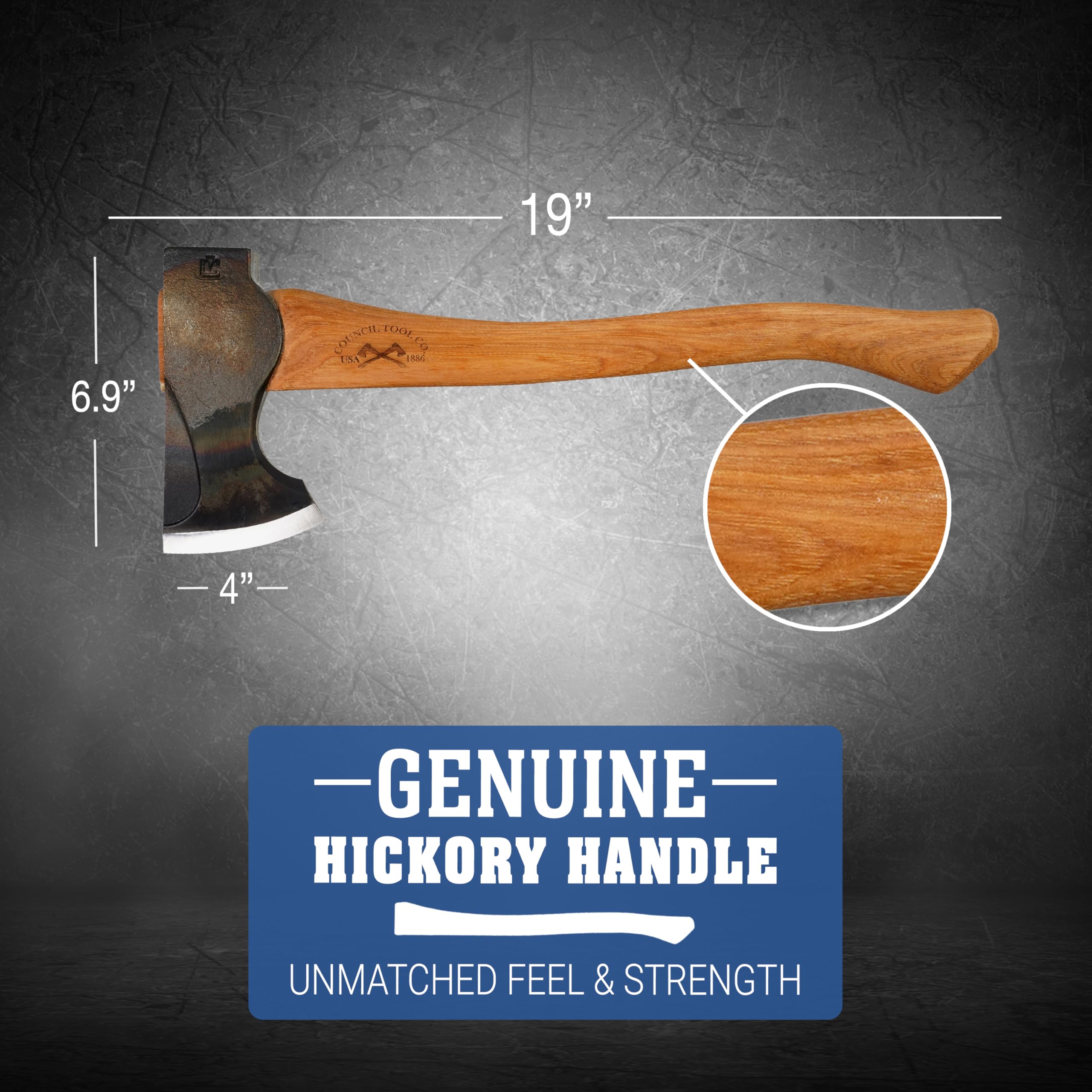 Close-up of the hand-sharpened edge of the Council Tool Pack Axe
