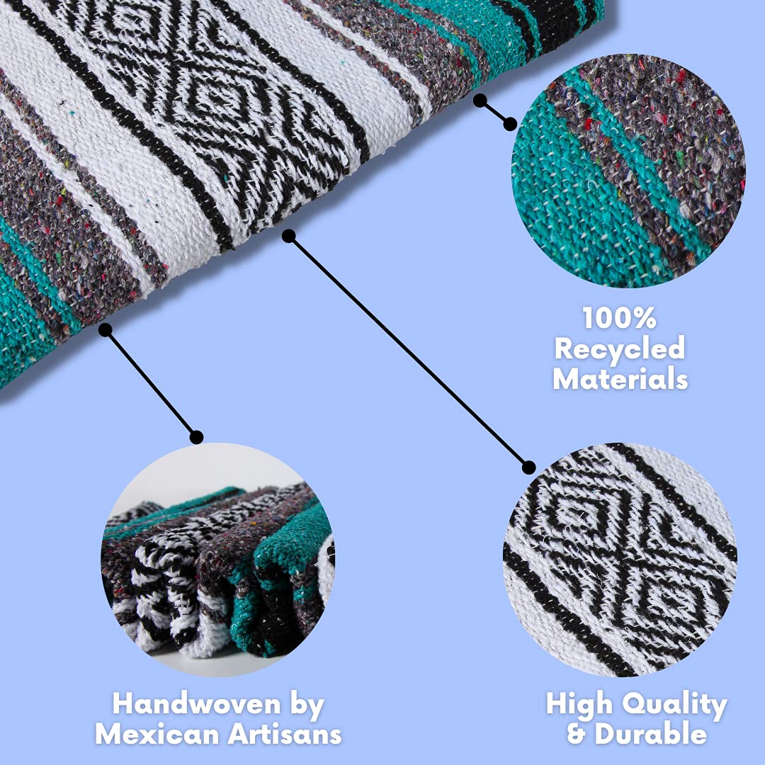 Close-up of the hand-tied tassels on El Paso Designs Yoga Blanket