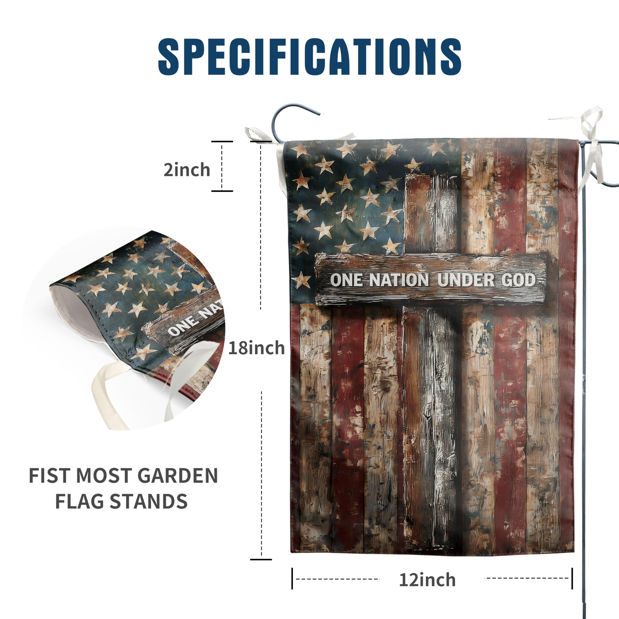 Close-up of the hanging sleeve of the garden flag