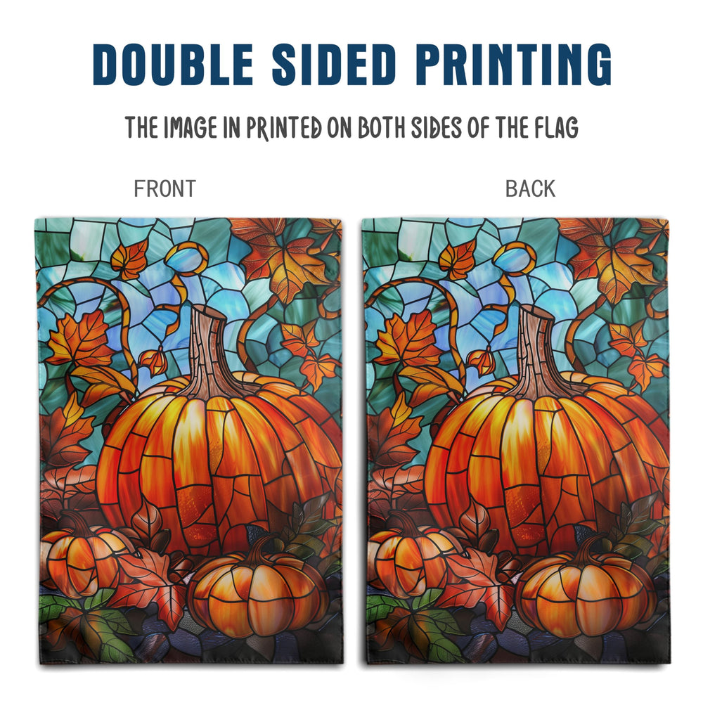 Close-up of the hanging sleeve of the Pumpkin Fall Garden Flag