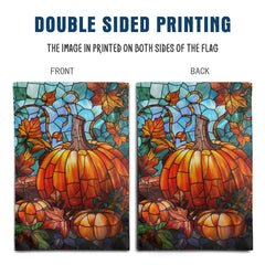 Close-up of the hanging sleeve of the Pumpkin Fall Garden Flag