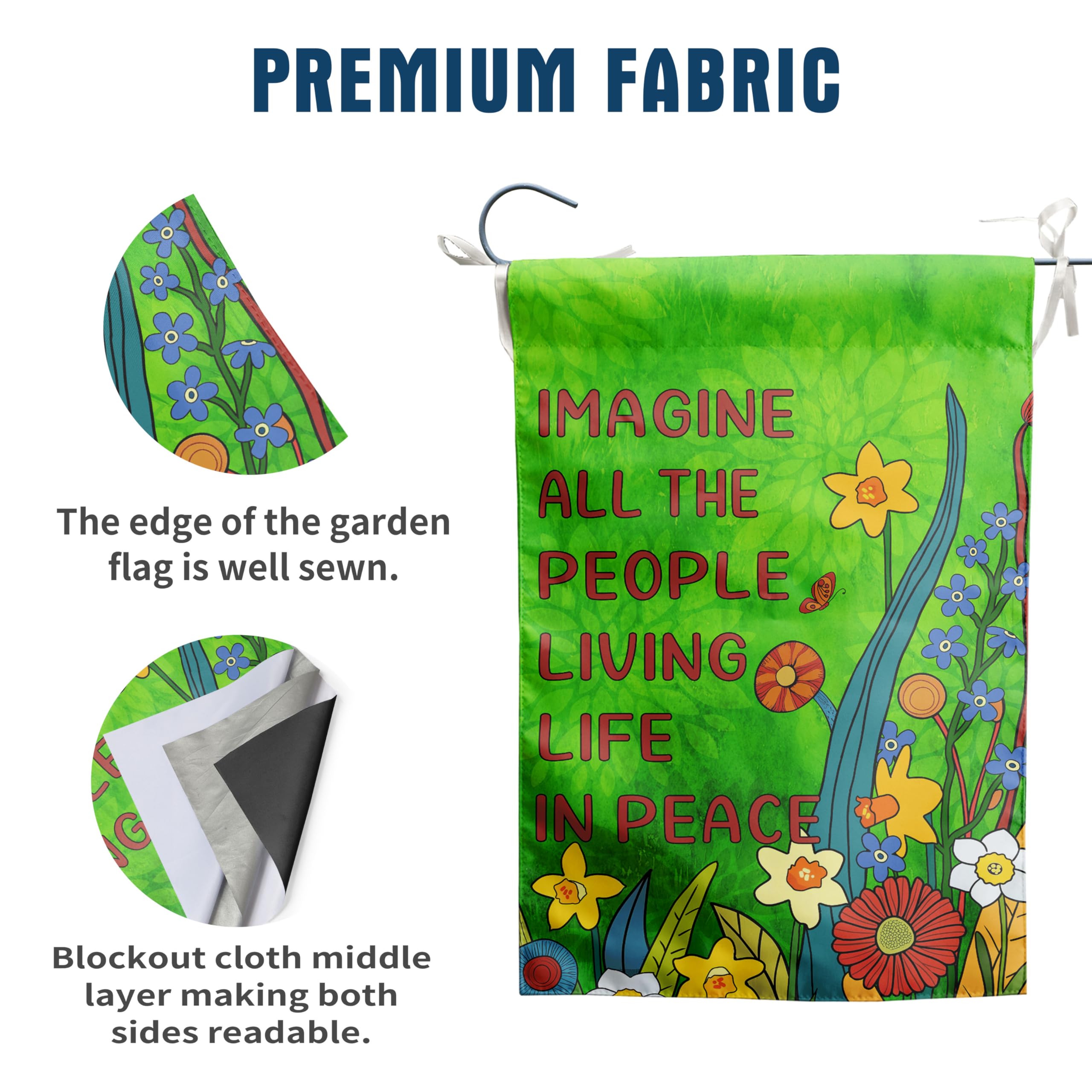Close-up of the hanging sleeve on the garden flag