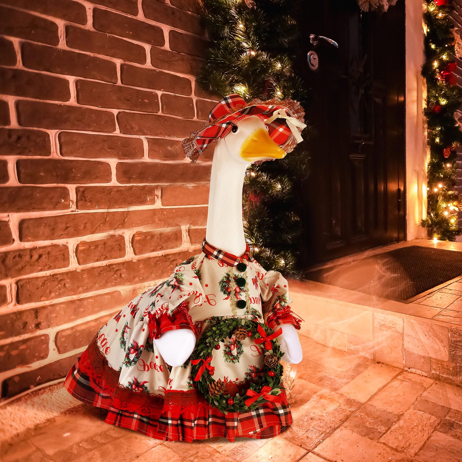 Close-up of the hat included in the Suzile Christmas wreath goose outfit