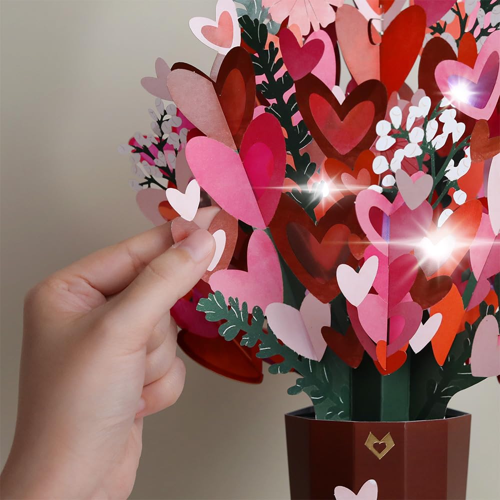 Close-up of the heart-shaped details in the bouquet