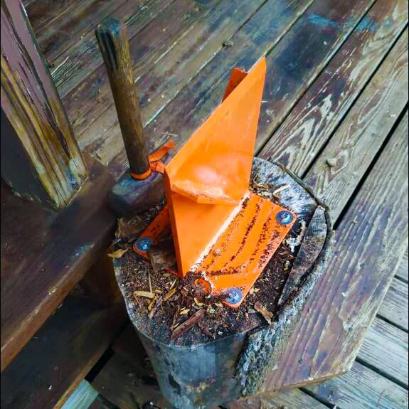 Close-up of the Hi Flame Wood Kindling Splitter's bolt holes