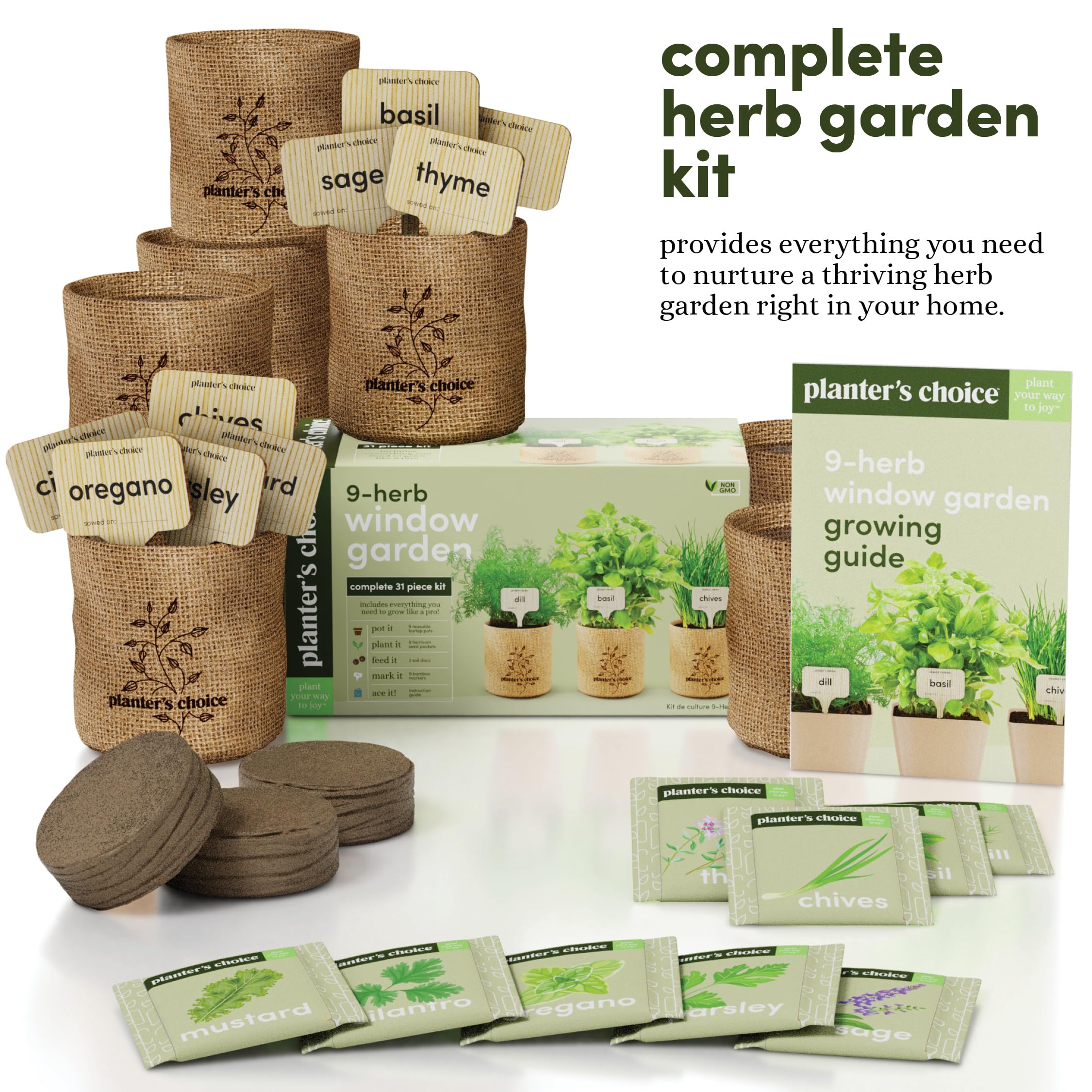 Close-up of the included herb seeds in Planters' Choice kit