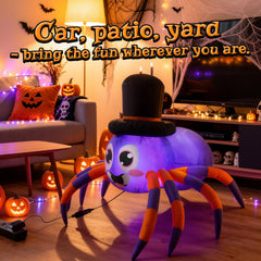 Close-up of the inflatable spider's LED lights