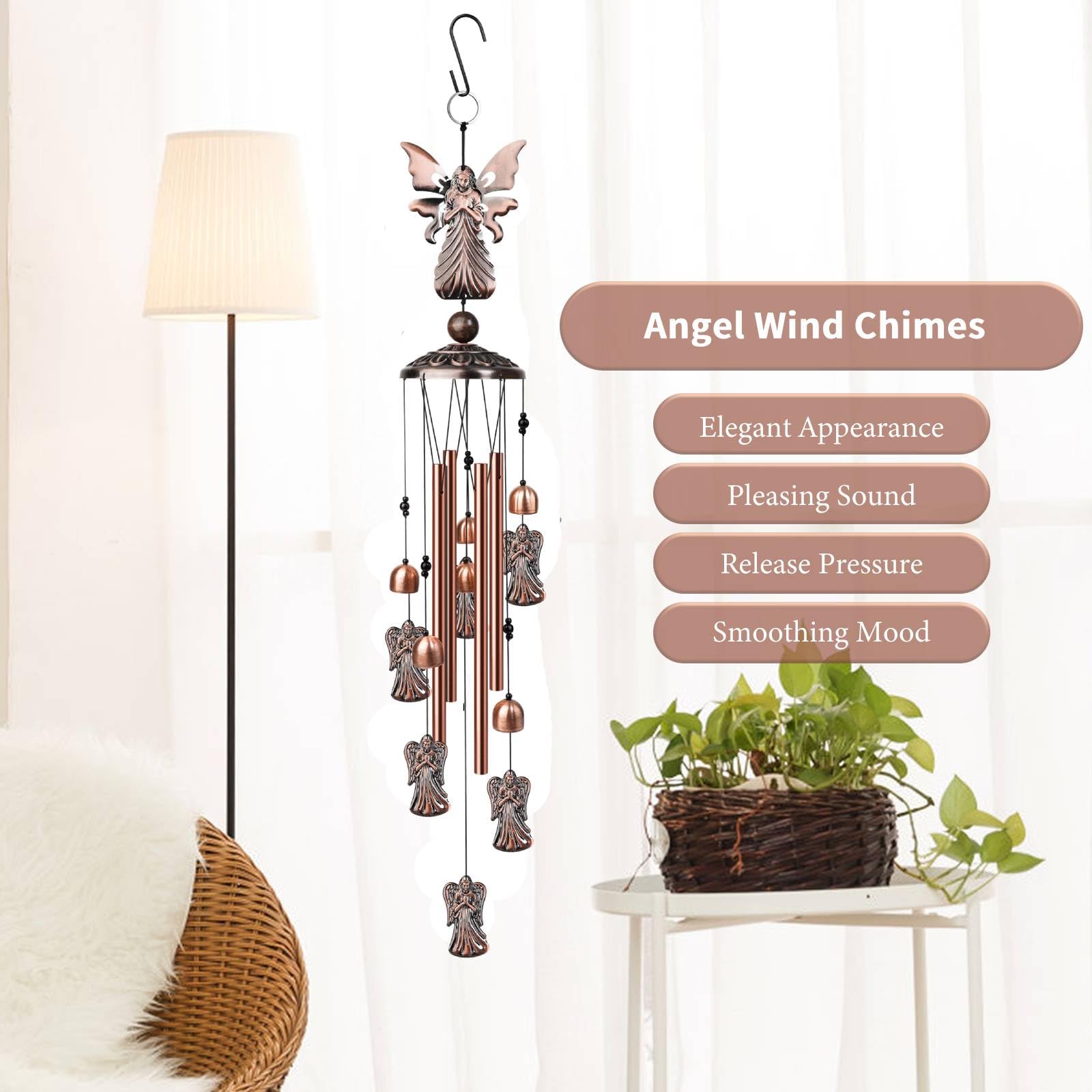 Close-up of the intricate details on the Nowpis Angel Wind Chimes