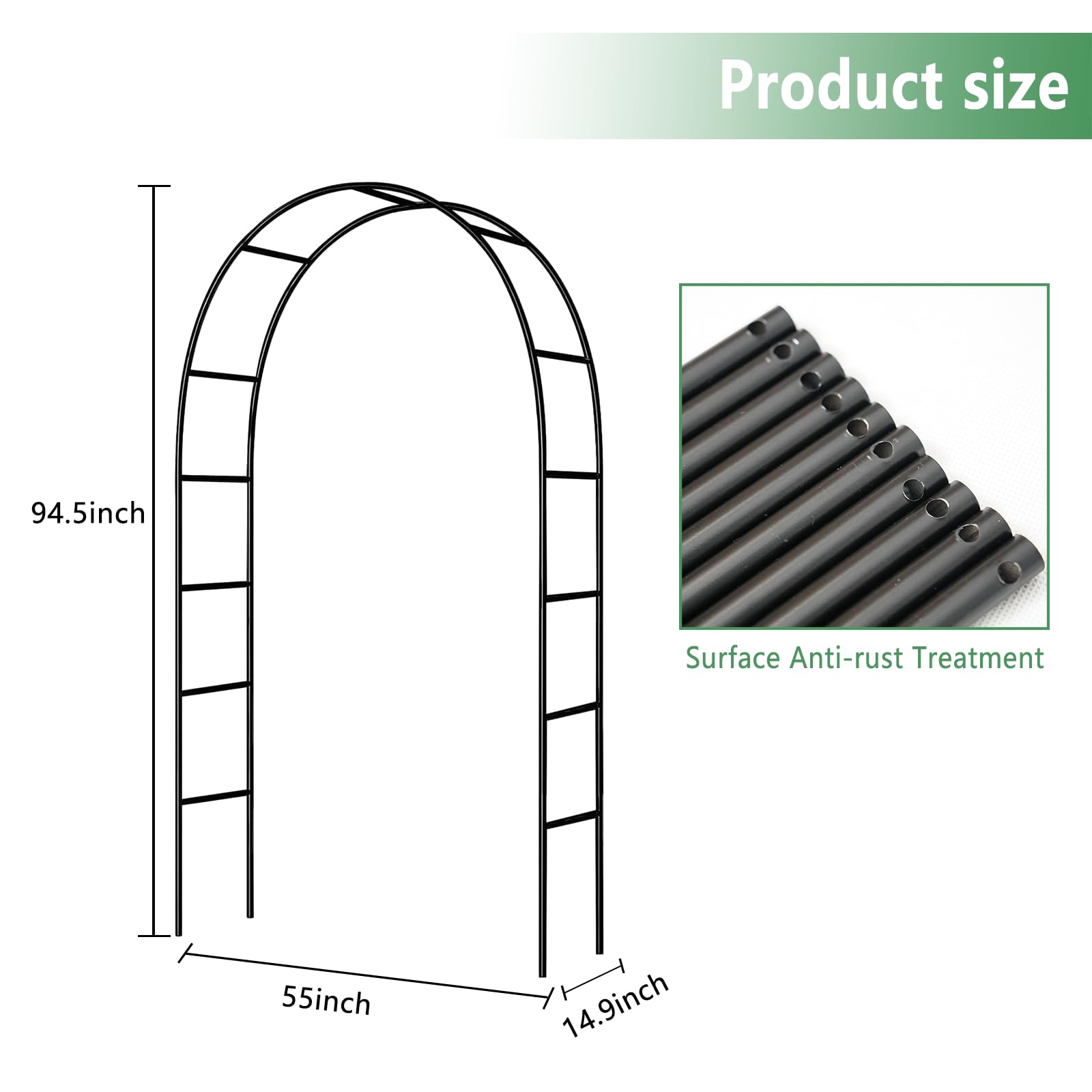 Close-up of the iron material of THORISE Metal Pergola Arbor