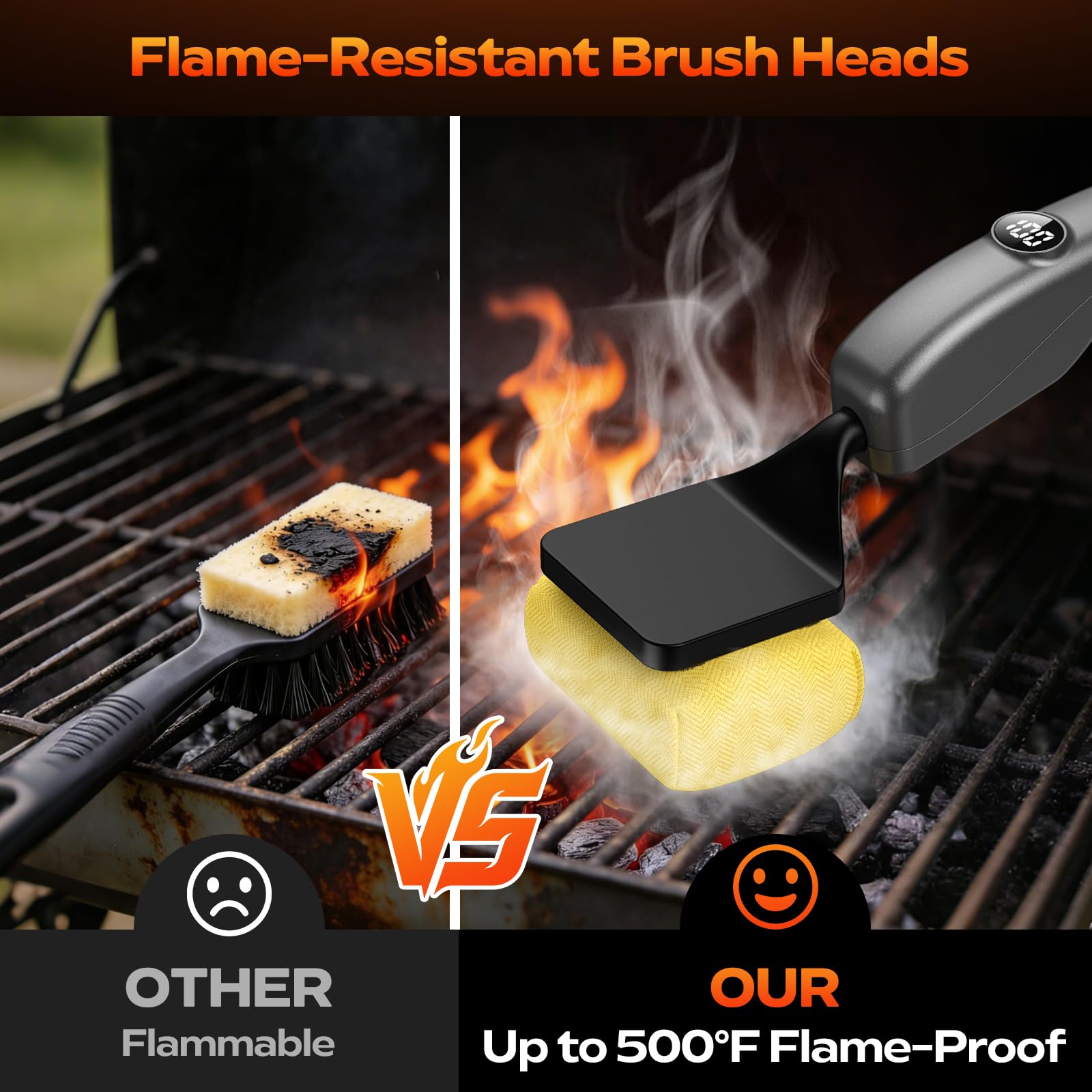Close-up of the KSNLM Electric Grill Brush interchangeable heads