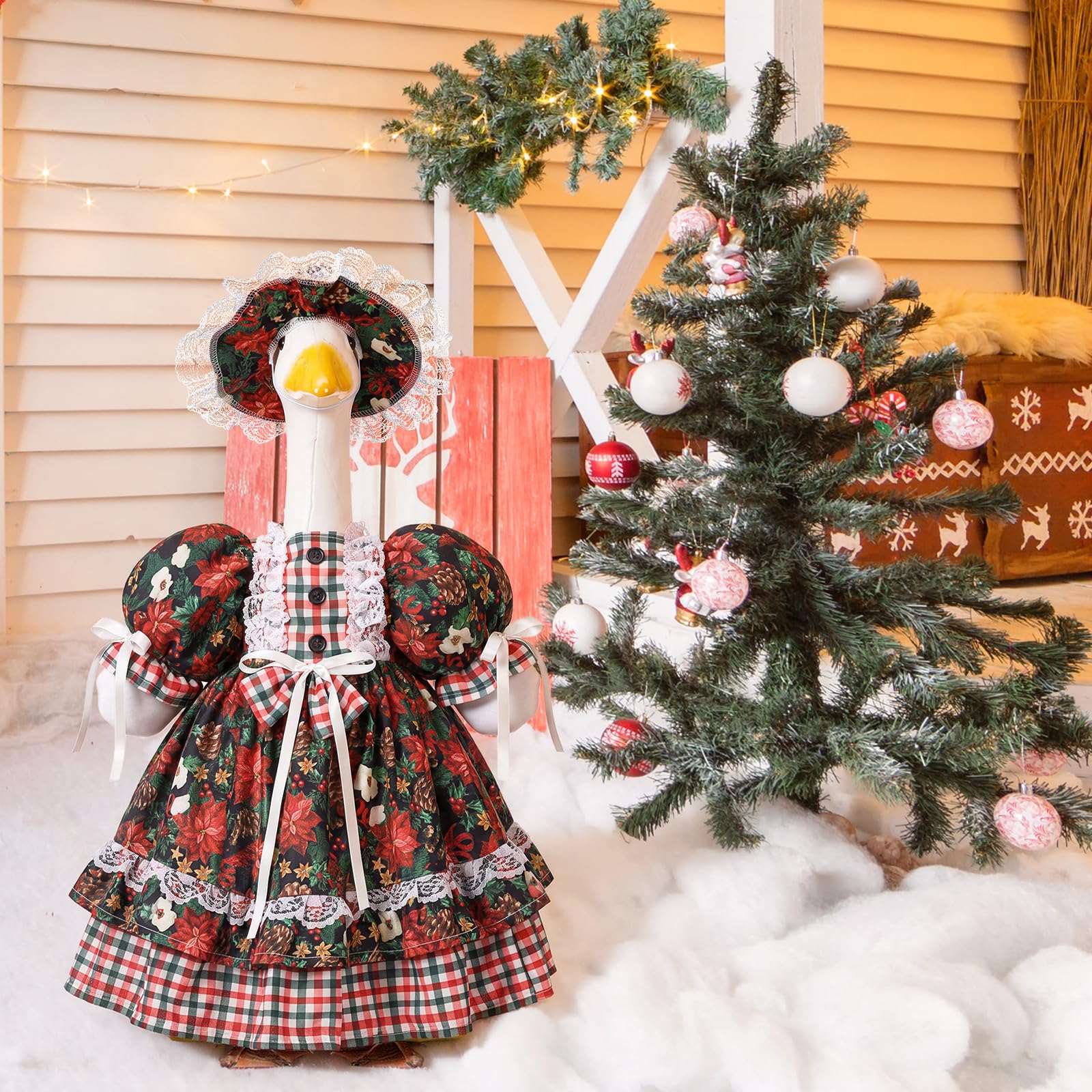 Close-up of the lace trim on the Christmas Goose Outfit