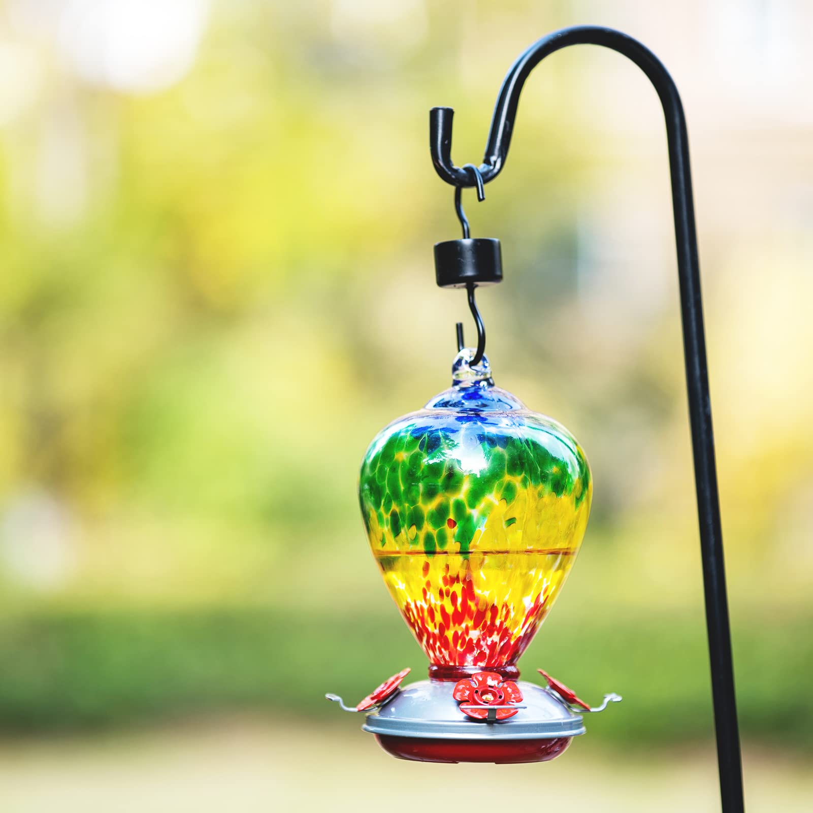 Close-up of the LaElvish Hummingbird Feeder's ant moat