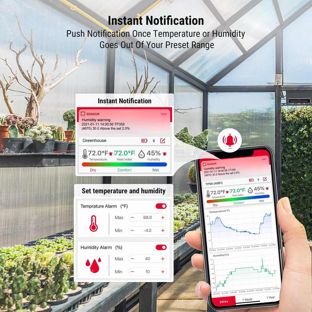 Close-up of the large backlit LCD screen of TempPro TempAir