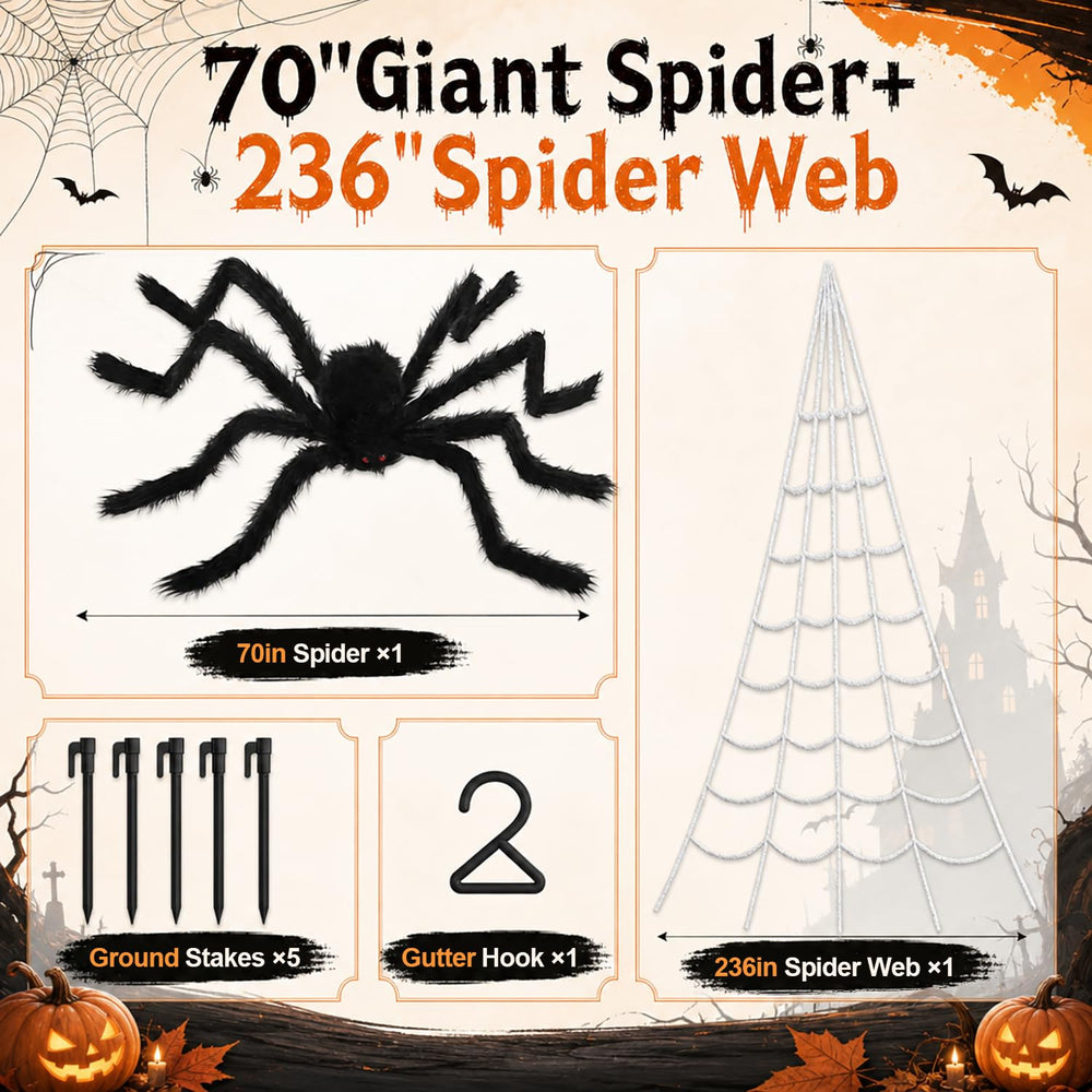 Close-up of the large black spider included in the Halloween decor set