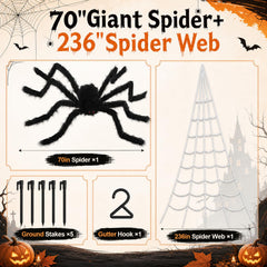 Close-up of the large black spider included in the Halloween decor set