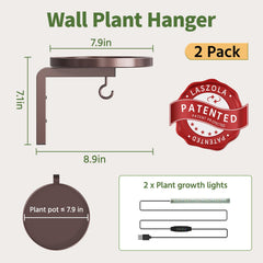 Close-up of the LASZOLA plant holder showing the 8-inch tray and additional hooks