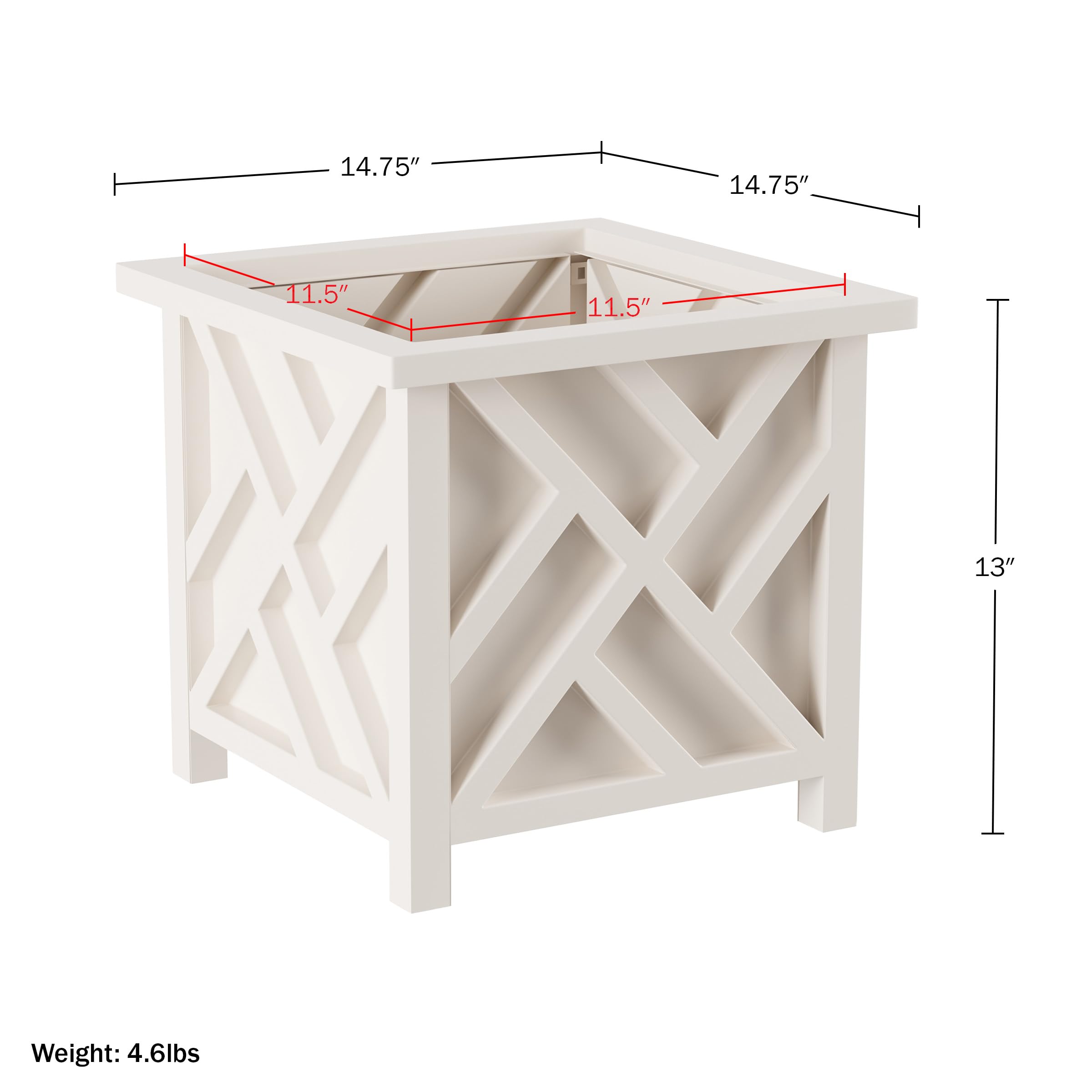 Close-up of the lattice design on the planter box