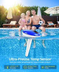 Close-up of the LCD display of Sinbyuer Solar Pool Thermometer