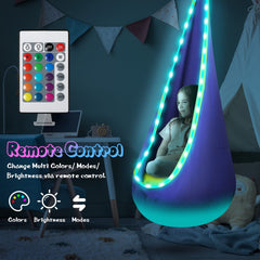 Close-up of the LFSMVT Kids Pod Swing showing the inflatable pillow