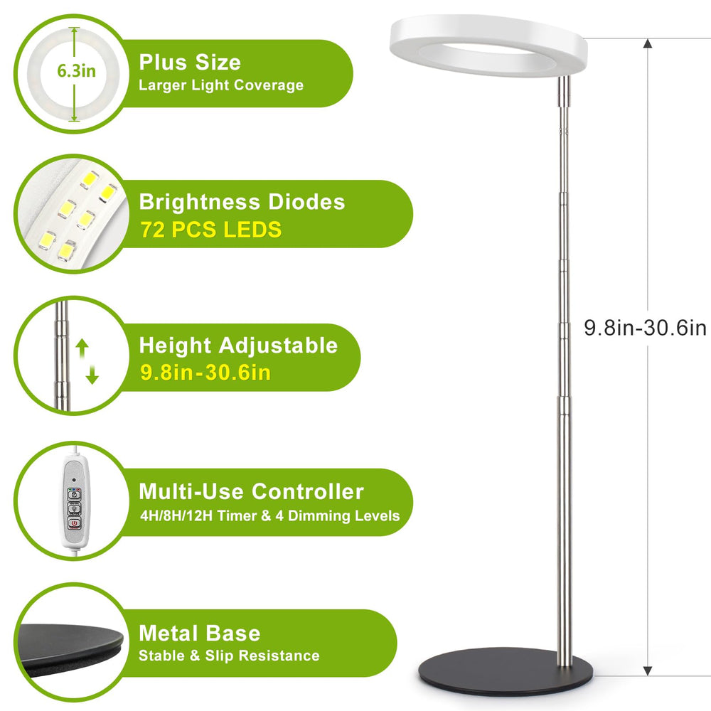 Close-up of the LORDEM Grow Light's sturdy metal base