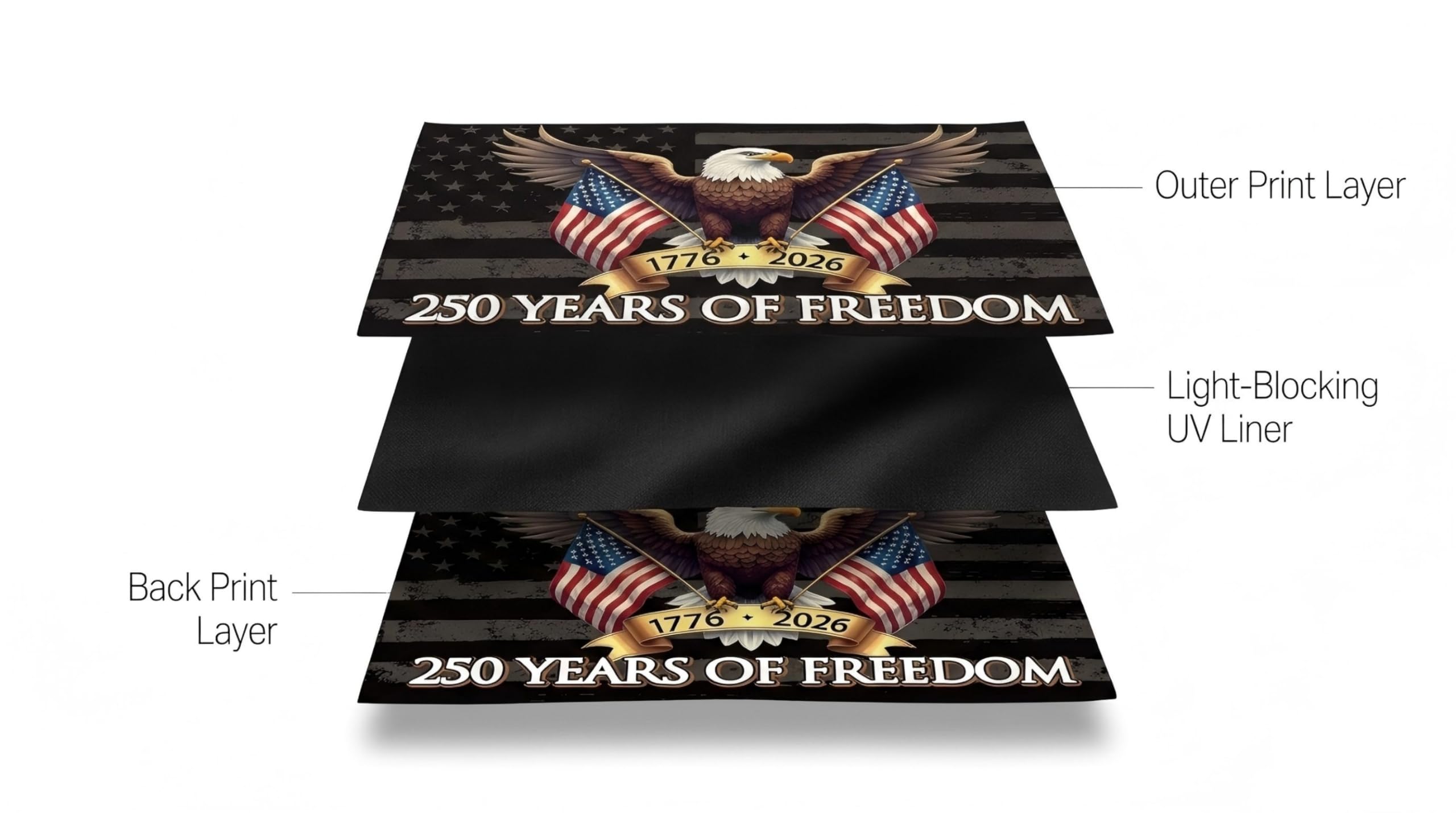 Close-up of the MAGJIUKE flag's double-sided print