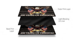 Close-up of the MAGJIUKE flag's double-sided print