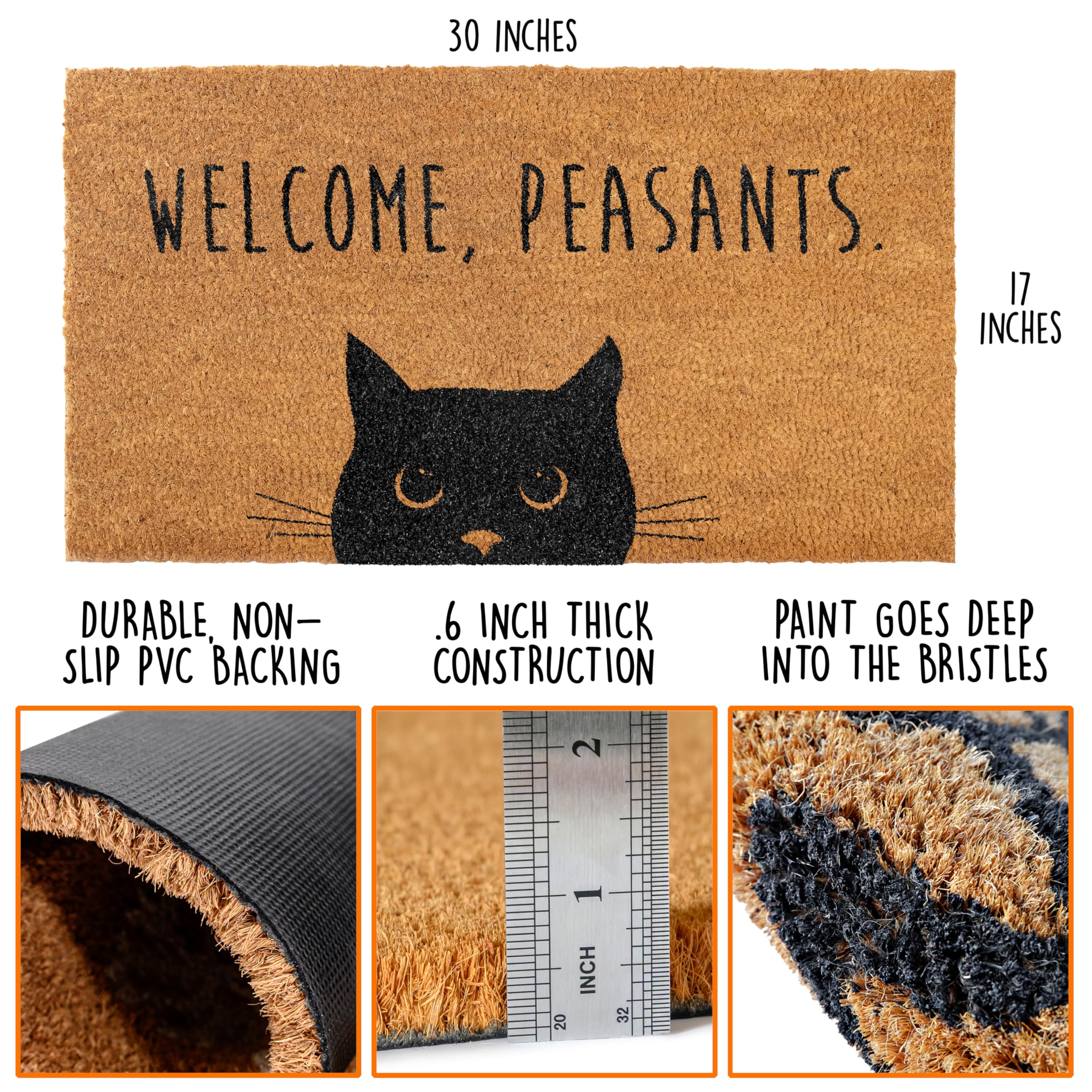 Close-up of the MAINEVENT Black Cat Doormat texture