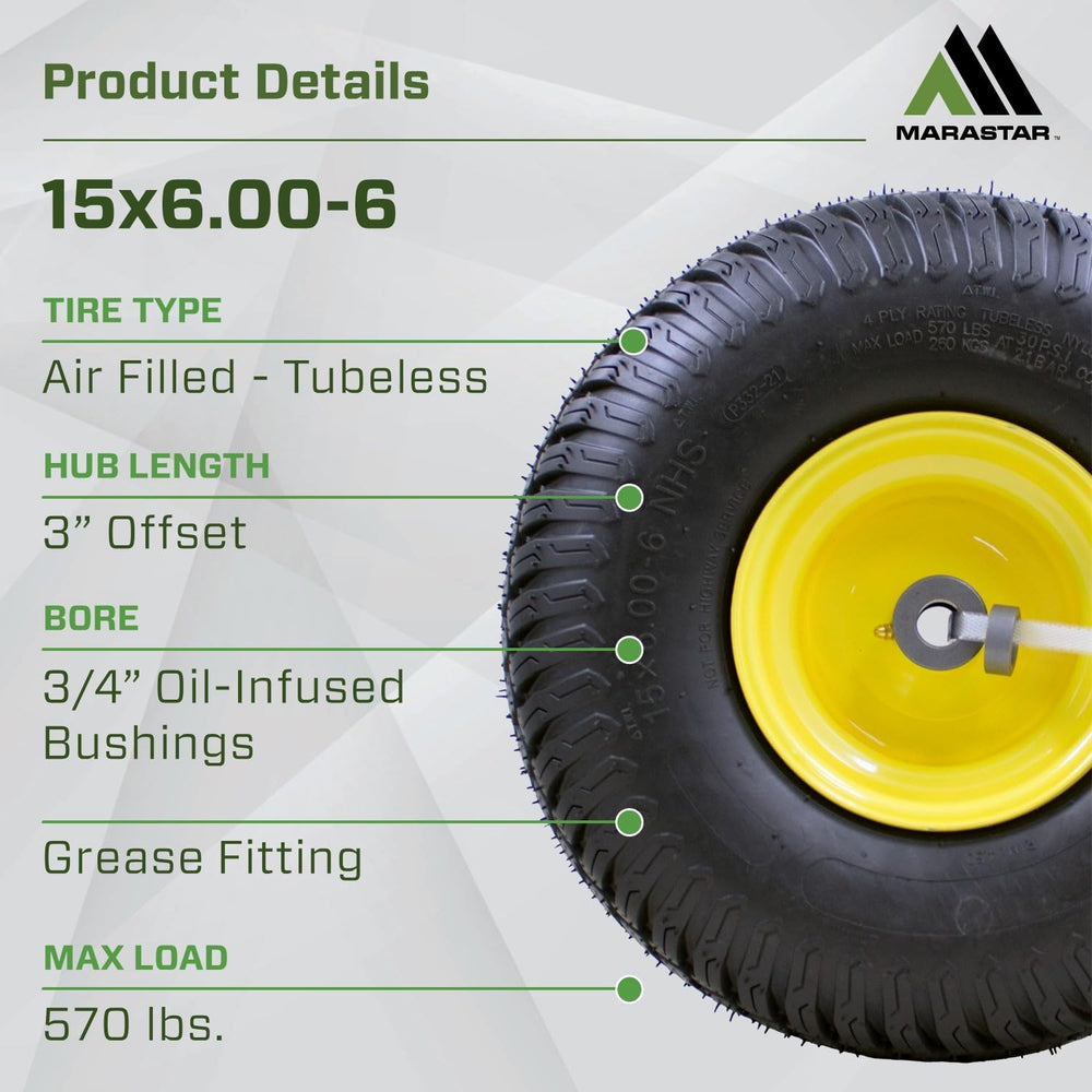 Close-up of the MARASTAR 15x6.00-6 tire tread pattern