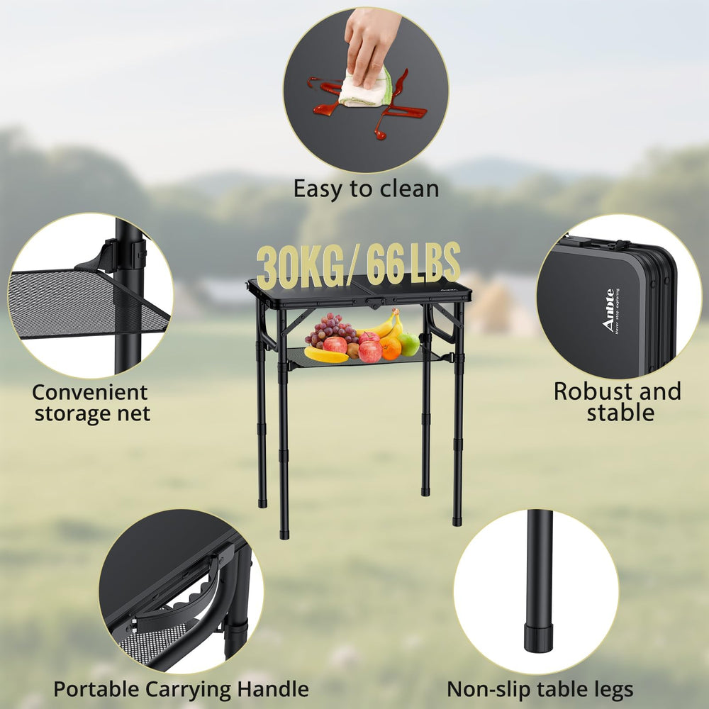 Close-up of the mesh tray included with the camping table