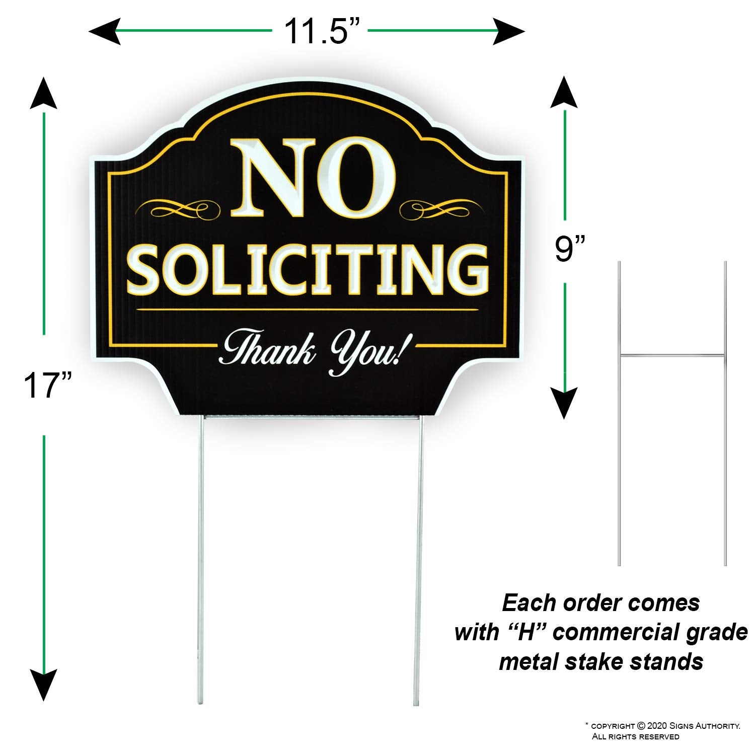Close-up of the message on the Signs Authority No Soliciting Sign