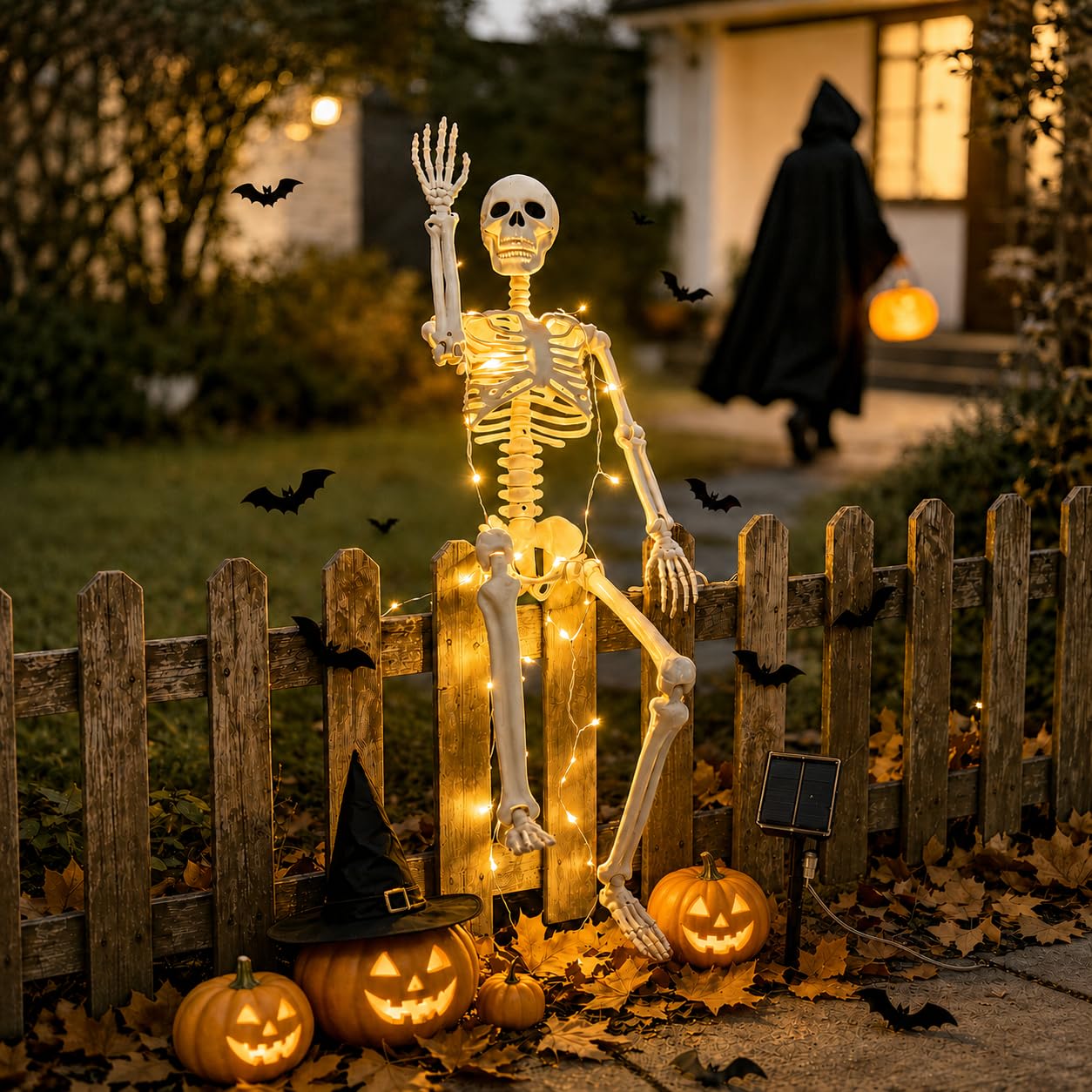 Close-up of the metal stake for the skeleton