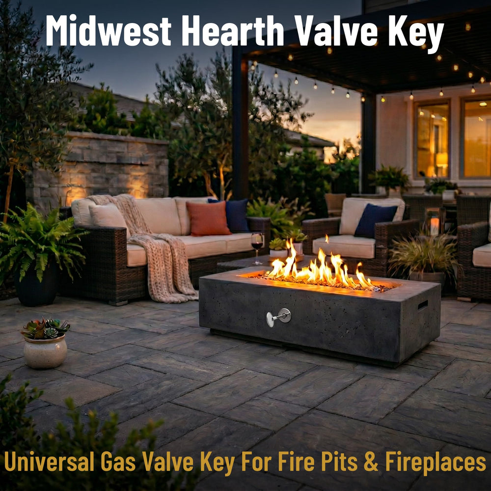 Close-up of the Midwest Hearth gas valve key showing the handle
