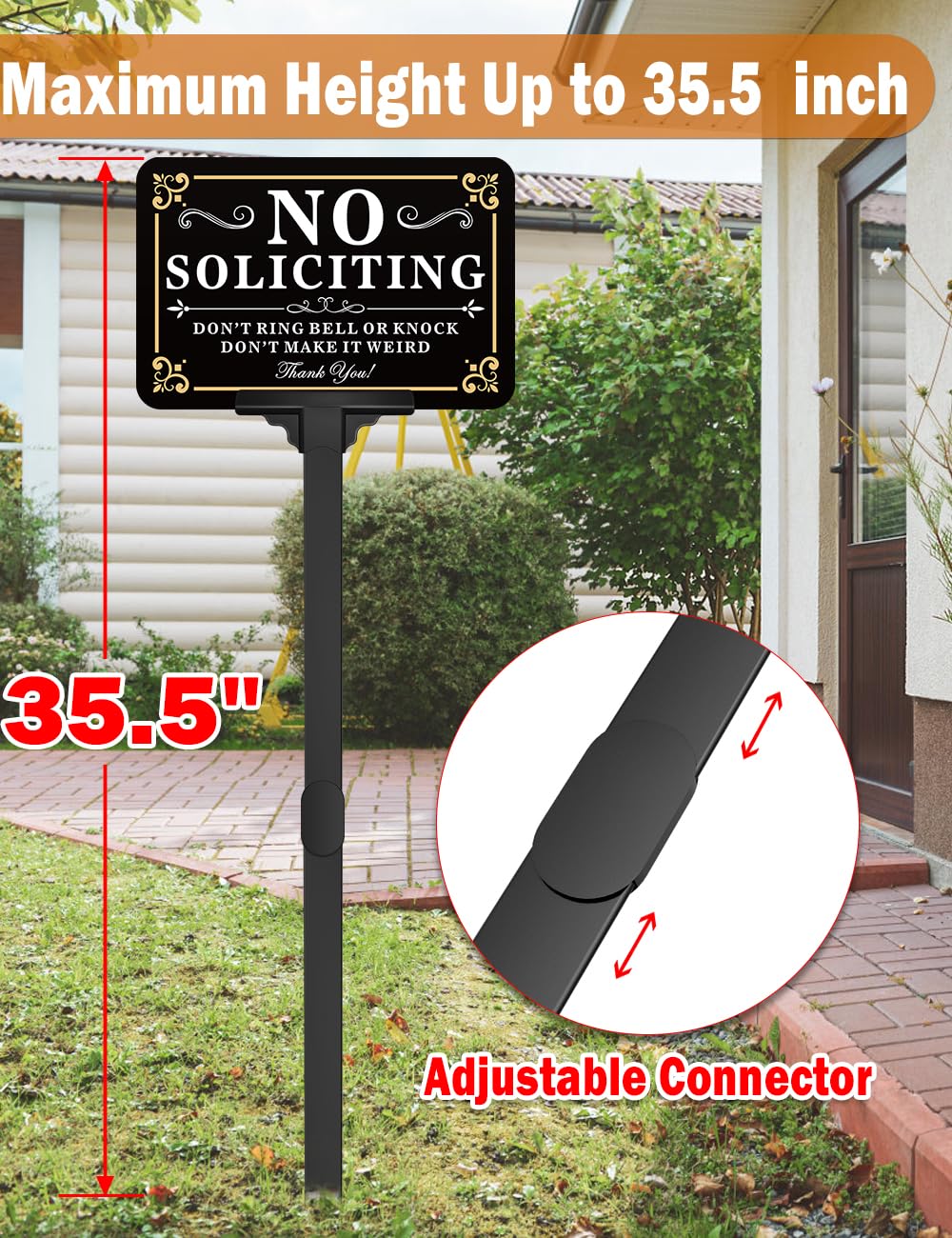 Close-up of the Multiwins No Soliciting Sign showing polite message