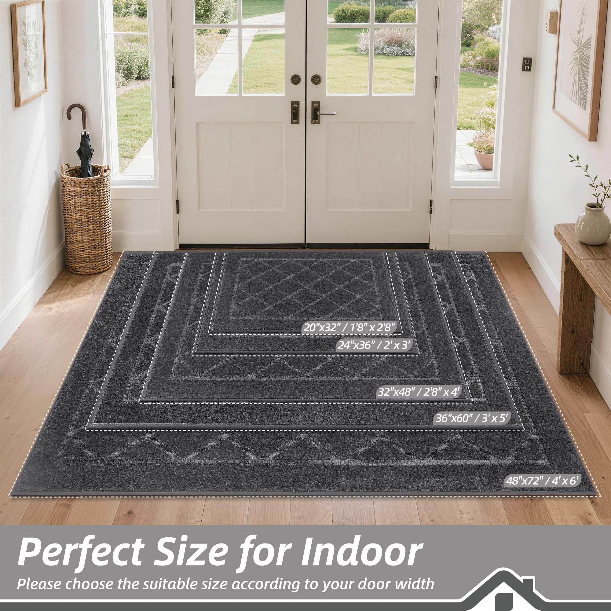 Close-up of the non-slip backing of BEQHAUSE door mat