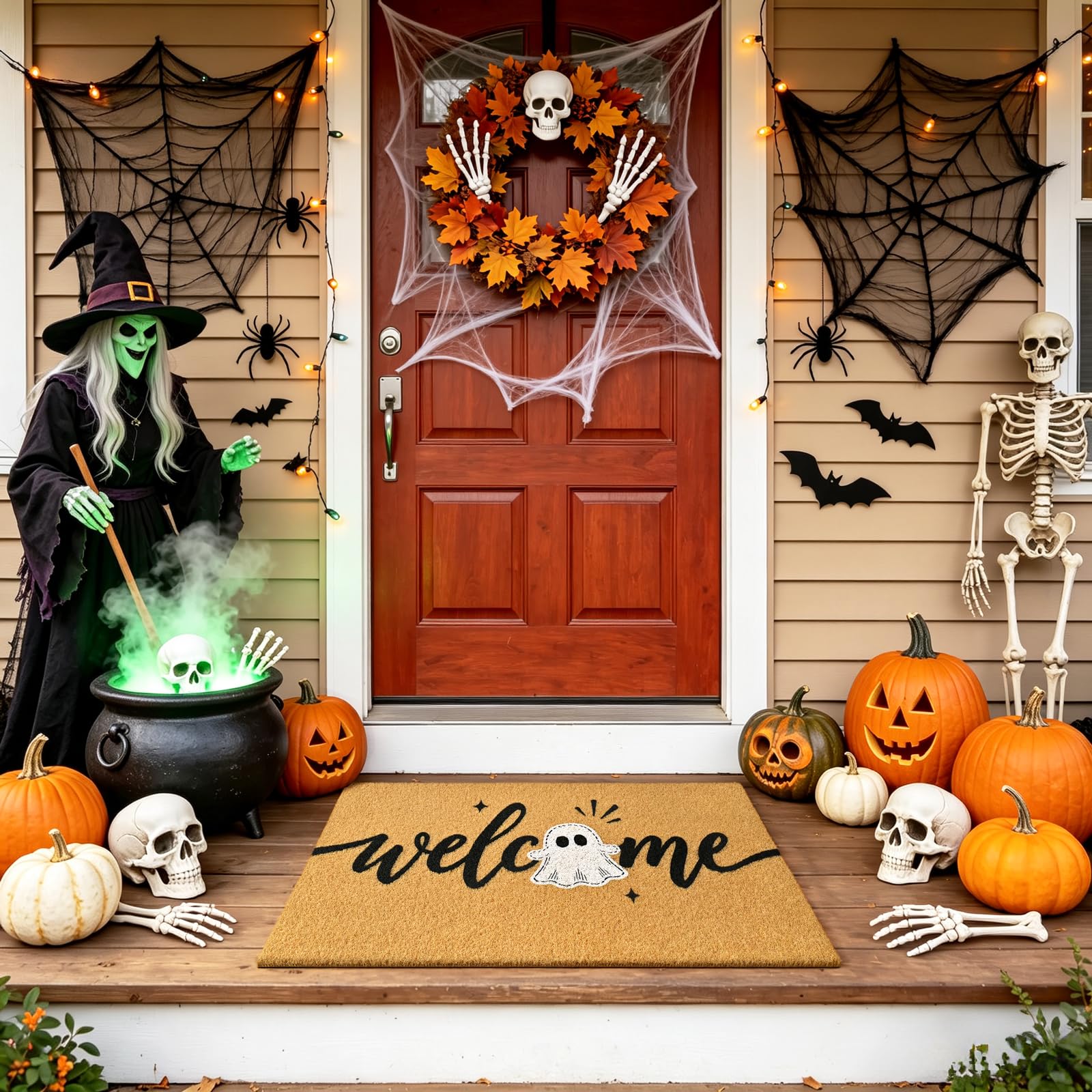 Close-up of the non-slip backing on ULTSOFE Halloween mat