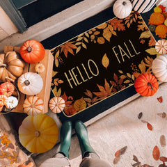 Close-up of the non-slip rubber backing of ARTDMT Hello Fall Doormat