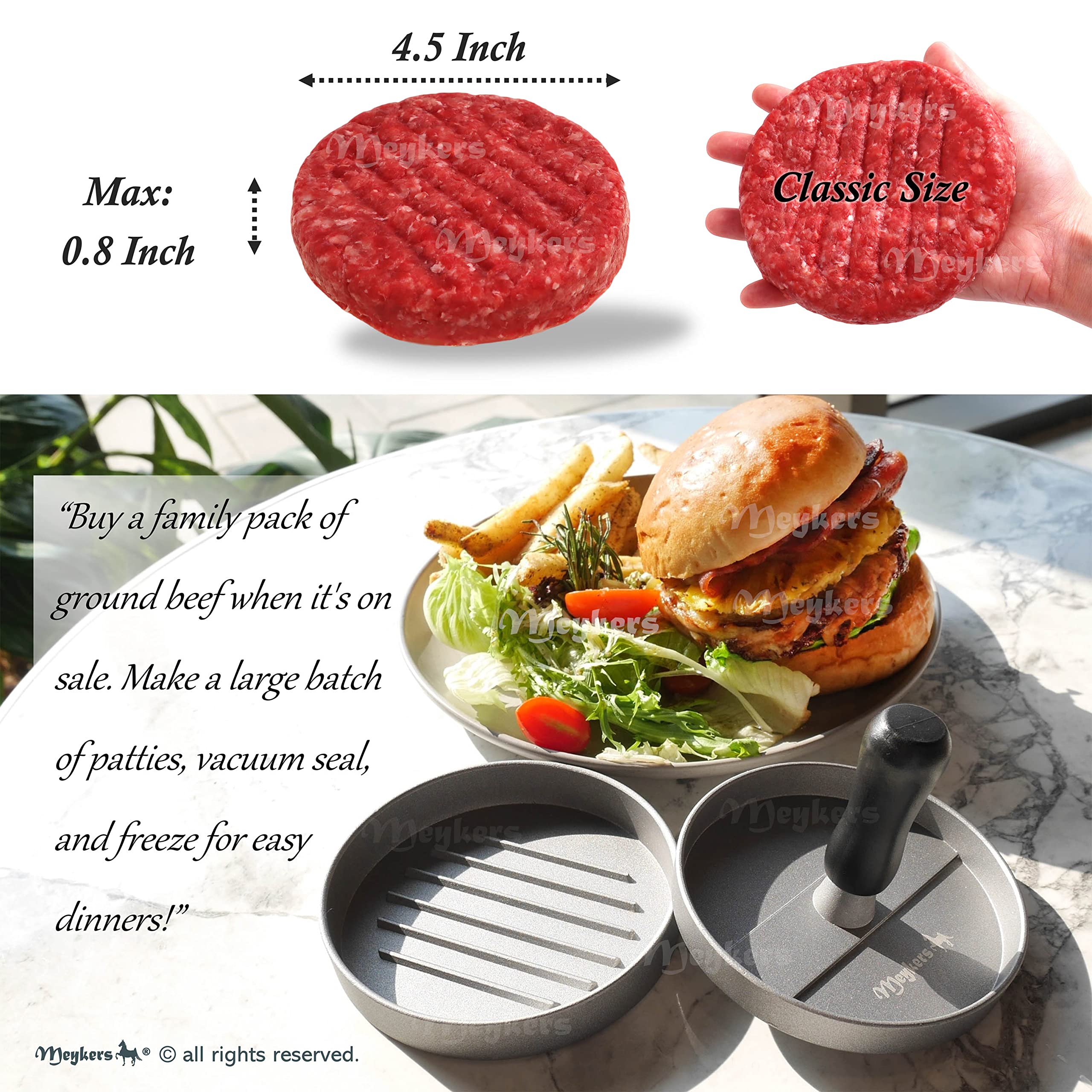 Close-up of the non-stick surface of Meykers Hamburger Press