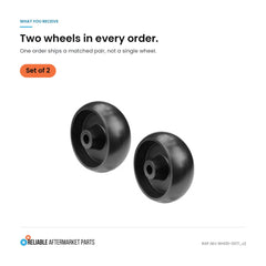 Close-up of the offset hub of Reliable Aftermarket Parts Deck Wheel