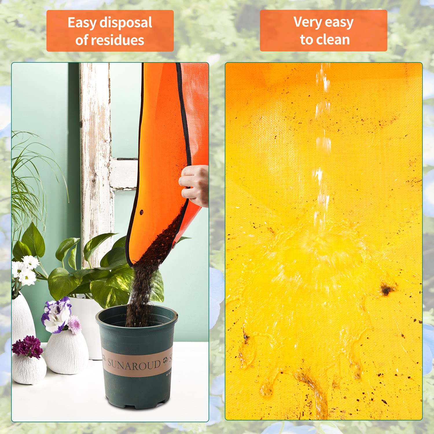 Close-up of the Onlysuki repotting mat showing waterproof fabric