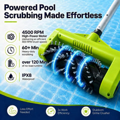 Close-up of the oversized roller brush of Sepetrel Electric Pool Brush