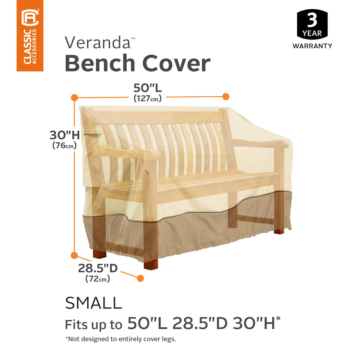 Close-up of the padded handle on the Classic Accessories Veranda Bench Cover