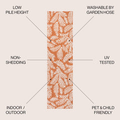 Close-up of the palm frond pattern on JONATHAN Y runner rug